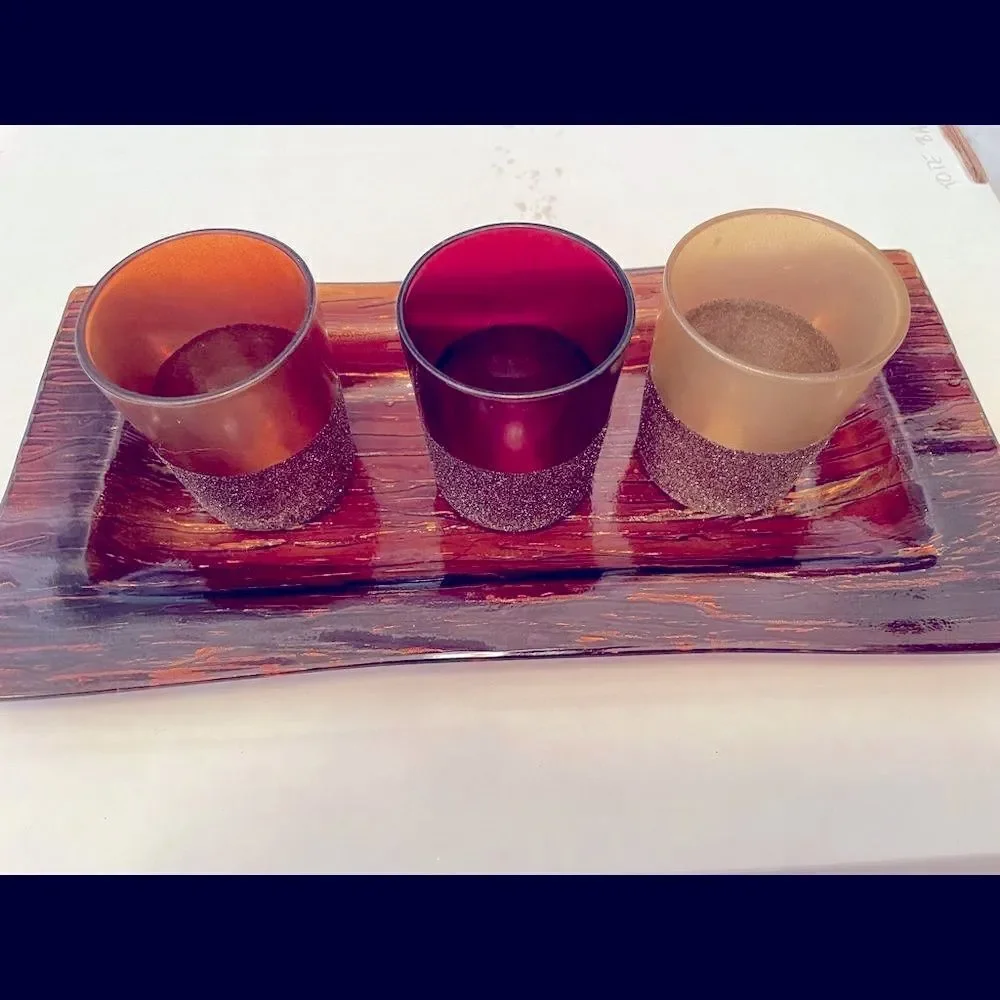 4‎ PIECE GLASS VOTIVE SET IN SHADES OF BROWN